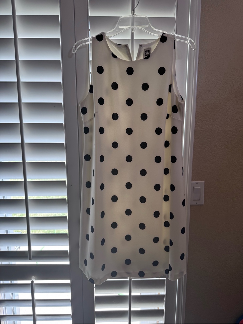 Anne Klein White Dress with Black Polka Dots